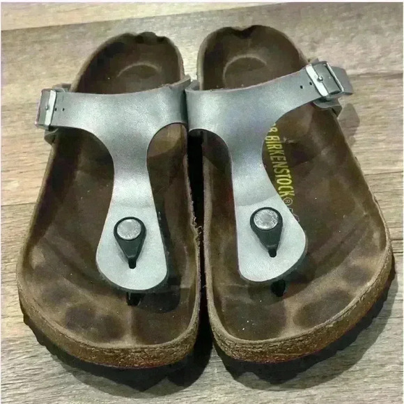 Birkenstock Gizeh sandals Silver size EU 38  US 7.5 - Picture 2 of 3